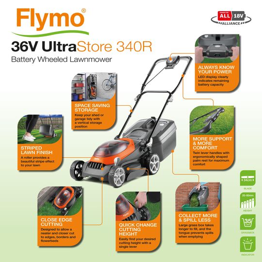 Flymo 36V UltraStore 340R Cordless Lawn Mower  image number null